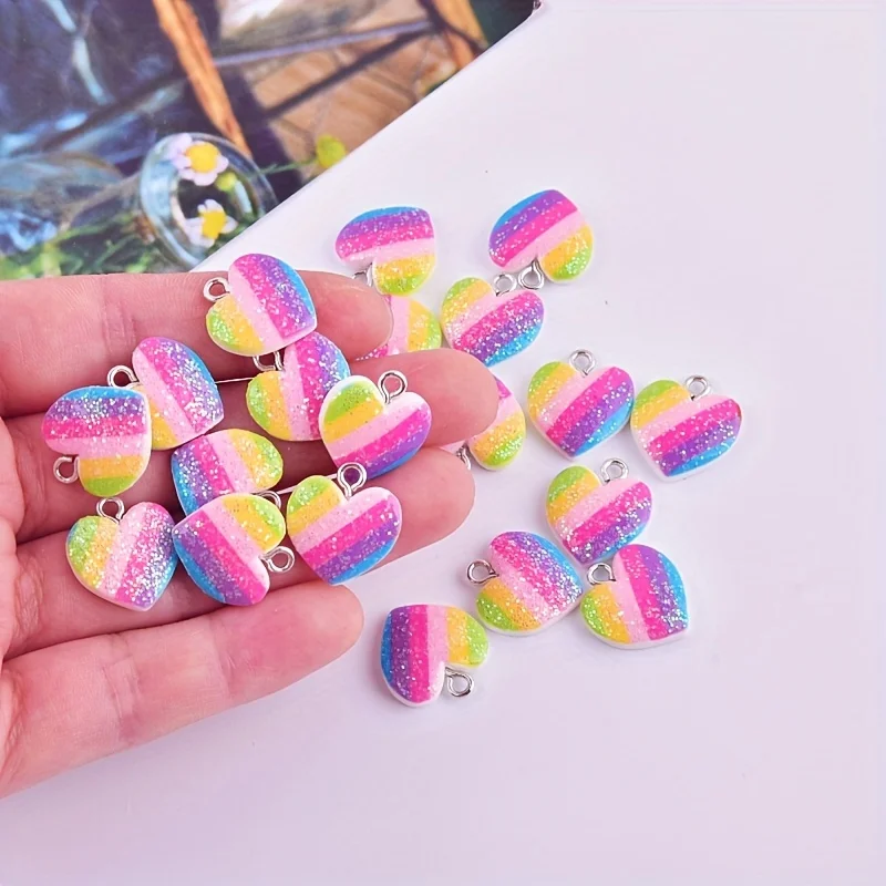 10Pcs Colorful Heart Resin Cha - Resin Craft Projects review and price