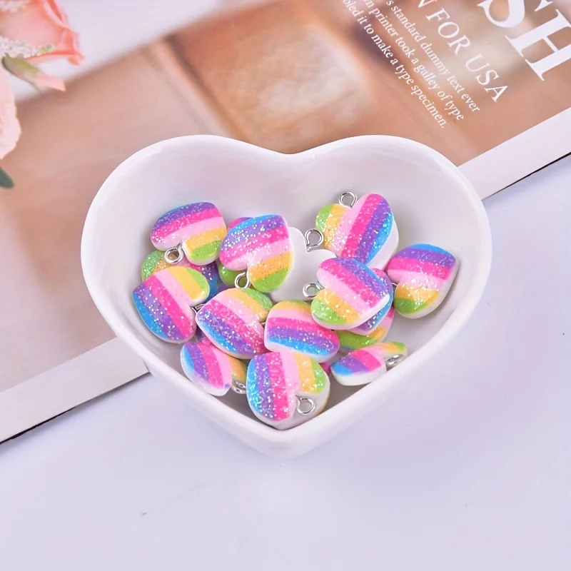 10Pcs Colorful Heart Resin Cha - Resin Craft Projects review and price