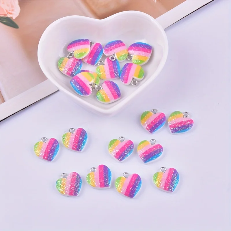 10Pcs Colorful Heart Resin Cha - Resin Craft Projects review and price