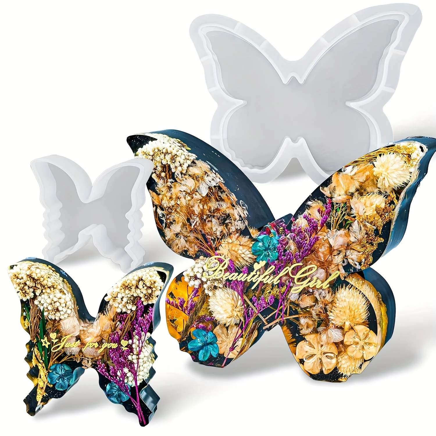 Two sizes of butterfly resin m - Flower Preservation Resin review and price