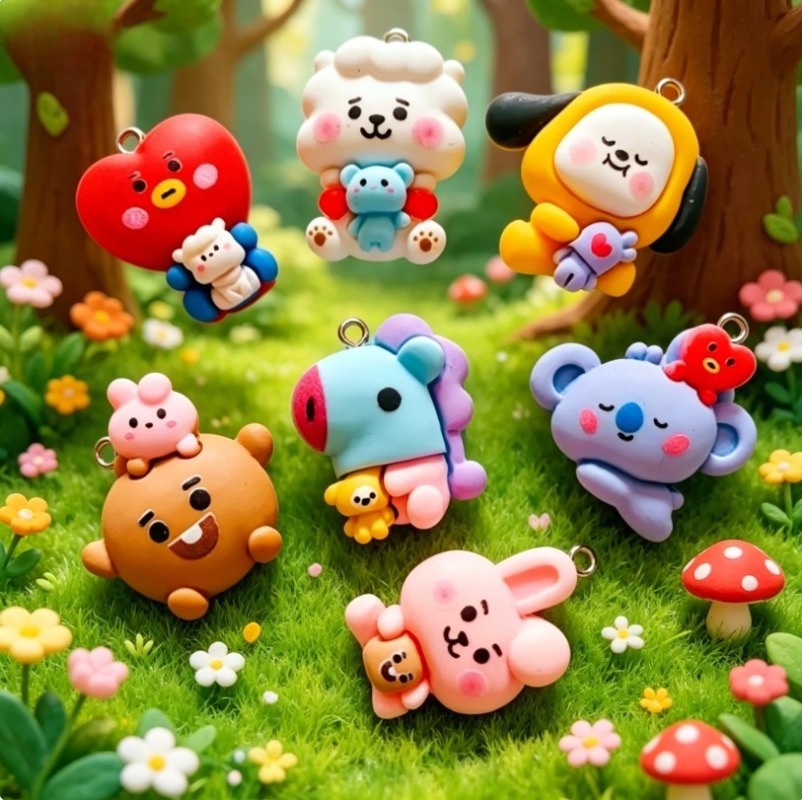 7pcs BT21 Resin Cartoon Charm  - Resin Craft Material review and price